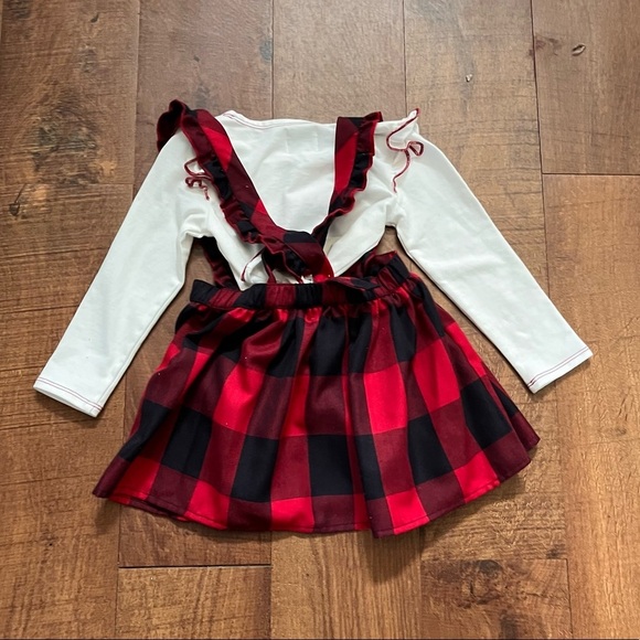 Nwt Disney Minnie Mouse plaid toddler girl dress pippa &Julie red white - Picture 6 of 7